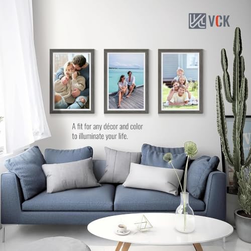 Image of VCK 12x18 Frame 5 Pack, Grey Wood, 11x17 Mat, Glass, for Poster Prints