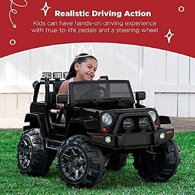 Best Choice Products Jumbo 12V Kids Electric Vehicle Toy Ride On Car with Parent Remote Control for Toddlers, Seat Harness, 65 lb Weight Capacity, Spring Suspension, 3.7 MPH Max Speed - Black