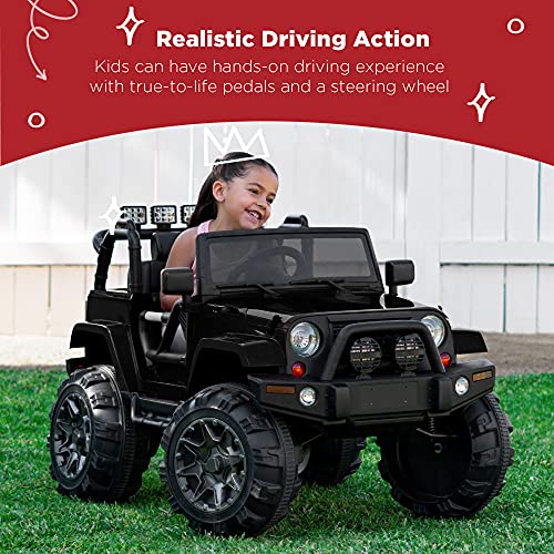 Image of Best Choice Products Jumbo 12V Kids Electric Vehicle Toy Ride On Car with Parent Remote Control for Toddlers, Seat Harness, 65 lb Weight Capacity, Spring Suspension, 3.7 MPH Max Speed - Black