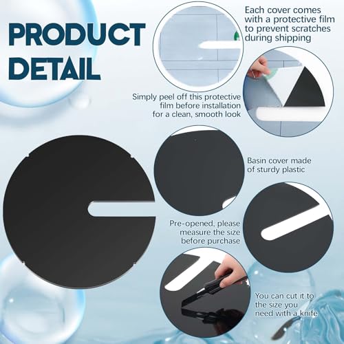 Image of 17.71 Inch Sump Pump Cover Plastic Submersible Sump Basic Cover Black Septic Tank Lid for Water Pump Basin Bucket Outdoor Well (Side Notch)