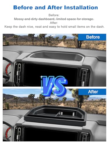Image of CDEFG for 2025 2026 Nissan Frontier Center Console Organizer Dashboard Storage Tray for 2025 2026 Nissan Frontier Accessories 13.2-Inch Touchscreen Dash Organizer Behind-Screen Tray