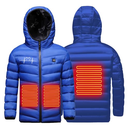 Child Heated Jacket Boys Girls Hood Jackets Waterproof Heated Coat 3 Temperature Levels Bodywarmer USB Electric Jacket