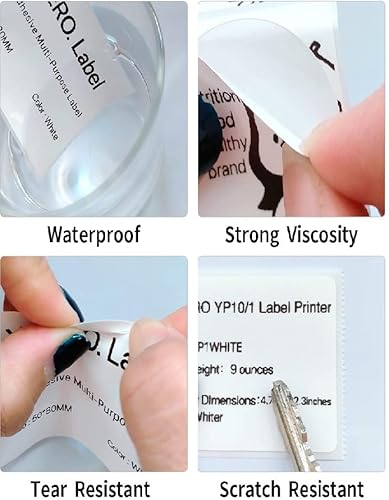 1"X3" 200Labels,Yihero Cable Label No Ink Required,Thermal Label Paper,Waterproof Tear Resistant Compatible With Label Printer Yihero Yp1/Yp10, Phomemo M110/M120,(25×38+40Mm),2Roll,Black On Yellow… #TOP4