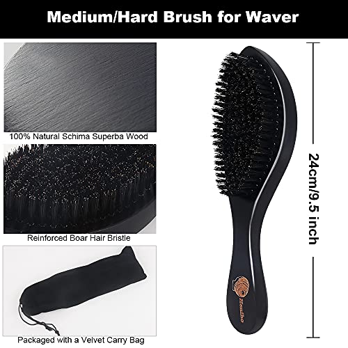4+2 Silky Durags With Wave Brush For Men 360, Curved Medium/Hard Hair Brush Kits,A #TOP1