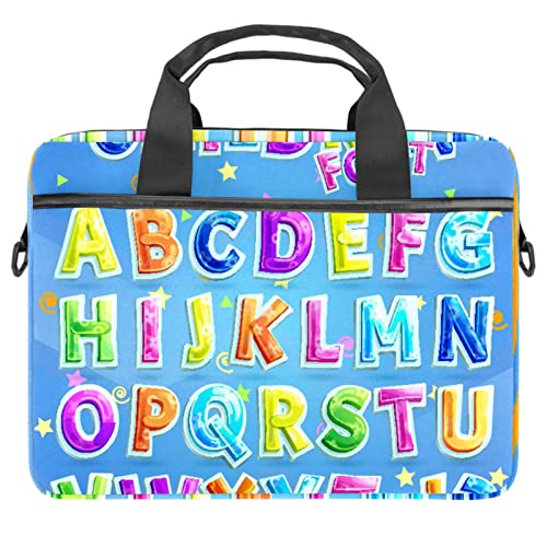 Sacoche ordinateur 13 à 14.5 pouces bleu motif alphabet pour PC portable et Mac