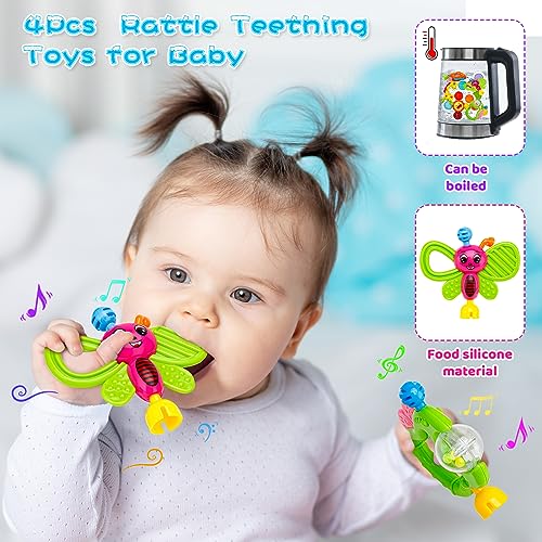 Baby Rassel 0-6 Monate, Baby Spielzeug 0 3 6 9 Monate Rasselsocken Baby 0-6 Monate Motorikspielzeug ab 1 Jahr Neugeborenen Baby Geschenk Saugnapf Spielzeug Montessori Spielzeug ab 1 Jahr – Bild 6