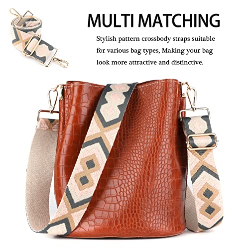 Image of Dsigo Purse Strap, 2 inch Wide Gold Buckle Embroidery Crossbody Shoulder Strap for Bag Handbag Canvas Bag Crossbody Bags