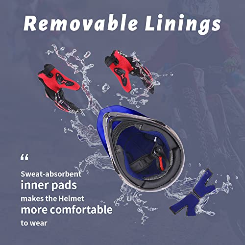 Image of OUMURS Adult Motocross Dirt Bike Helmet with Goggles, Gloves & Mask Dirt Bike ATV Helmet for Unisex-Adult Men Women Adjustable Sun Visor DOT /FMVSS-218 Off-Road Motorcycle Helmet UTV Helmet Downhill
