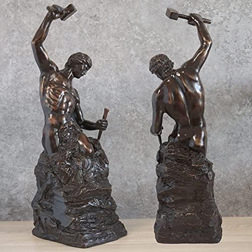 Bronze Self Made Man Sculpture to Upgrade Your Decor - Our Handcrafted 18.5'' Height Bronze Figure Statue is Perfect for Any Home or Office