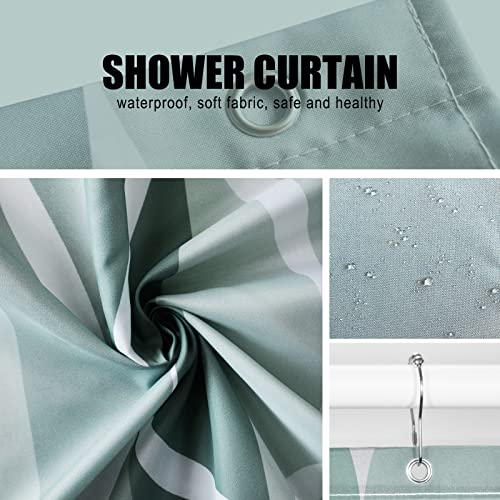 Gelbchu Dark Green Geometric Stall Short Shower Curtain,Waterproof Design And Polyester,Quick-Drying,Weighted Hem,Small Shower Curtains Set For Bathroom W 36 X H 72,Durable And Washable With 8 Hooks #TOP5