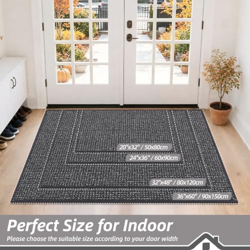 BEQHAUSE Dirt Trapper Door Mat Indoor Entrance 24" x 36", Charcoal by BEQHAUSE - Used condition - Image 2