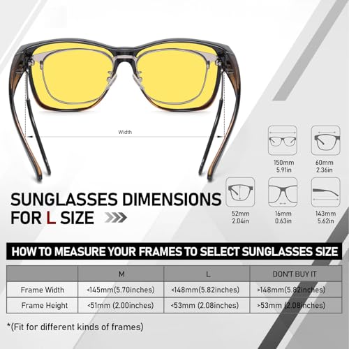 Image of HAOLOTA Night Vision Driving Over Glasses, Polarized Nighttime Glasses Men Women Anti Glare Yellow Tinted Lens