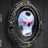 [ Motion Activated & Light Sensor Design ] Halloween Animatronic Talking Haunted Mirror with Creepy Sound and Light, Scary Halloween Decorations Indoor Wall Mounted Magic Mirror Horror Prop Decor