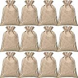 100 Pcs Burlap Bags with Drawstring Bulk Rustic Burlap Gift Bags Reusable Burlap Sack Jewelry Pouches for Wrapping Birthday Wedding Party Christmas Gifts DIY Crafts (5 x 7 Inch)