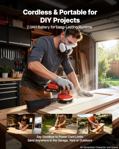 Image of VEVOR 5-Inch Cordless Random Orbital Sander 300W Brushless Orbital Sander
