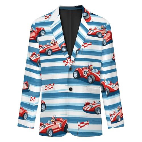 Red Race Car with Checkered Flags Men's Slim Suit Long-Sleeve Prom Tuxedo Classic Two Button Business Jacket4