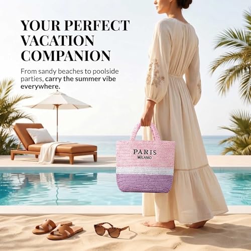 Bolso de playa tejido para mujer miniatura 4