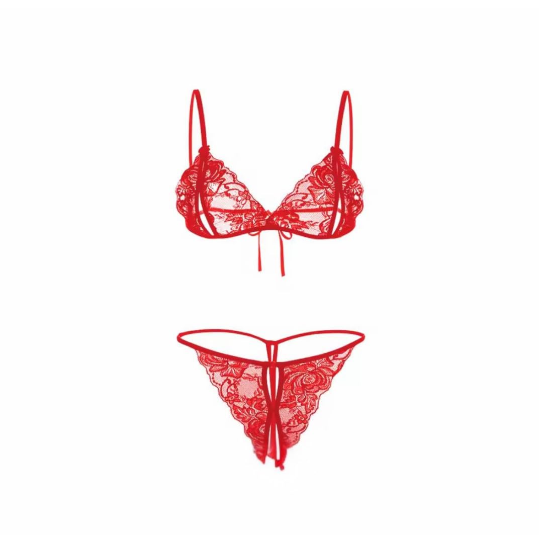 Sultry Bloom Red Lace Lingerie Set – 2 Piece Sexy Floral Embroidered Bra & Panty Set for Women-picture-45