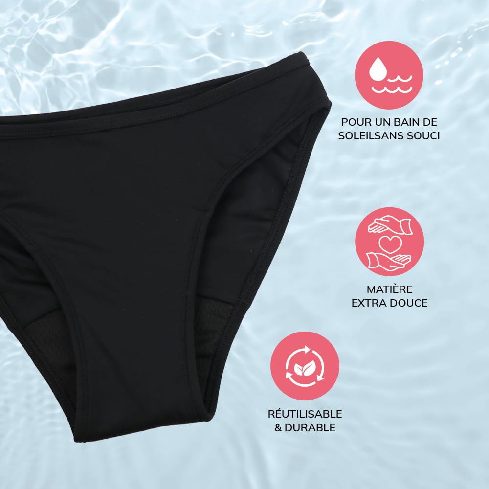 MYLILY Bas de Maillot de Bain menstruel | Bikini Adolescente | Bas de Maillot de Bain menstruel Adolescente | Bas de Maillot de Bain Femme
