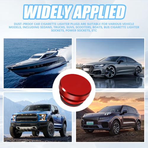 Image of Car Cigarette Lighter Plug Cover, Car Cigarette Lighter Dust Covers, Aluminum Alloy Cigarette Lighter Socket Cover Cap, Waterproof Plug Decoration Cover for Most Cars SUVs Trucks