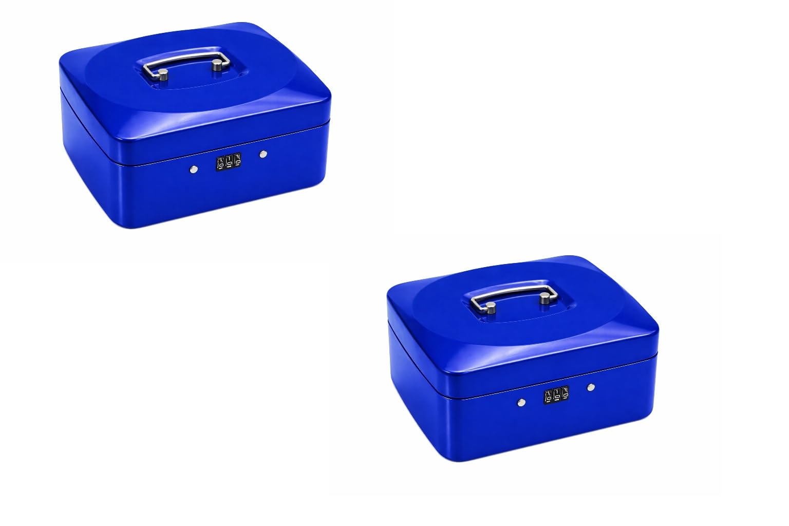 Steel Cash Box with Combination Lock, Metal Small Money Organizer with Removable Money Tray, Cash Storage Box with Lockable Cover (Blue, Pack of 2)-image-48