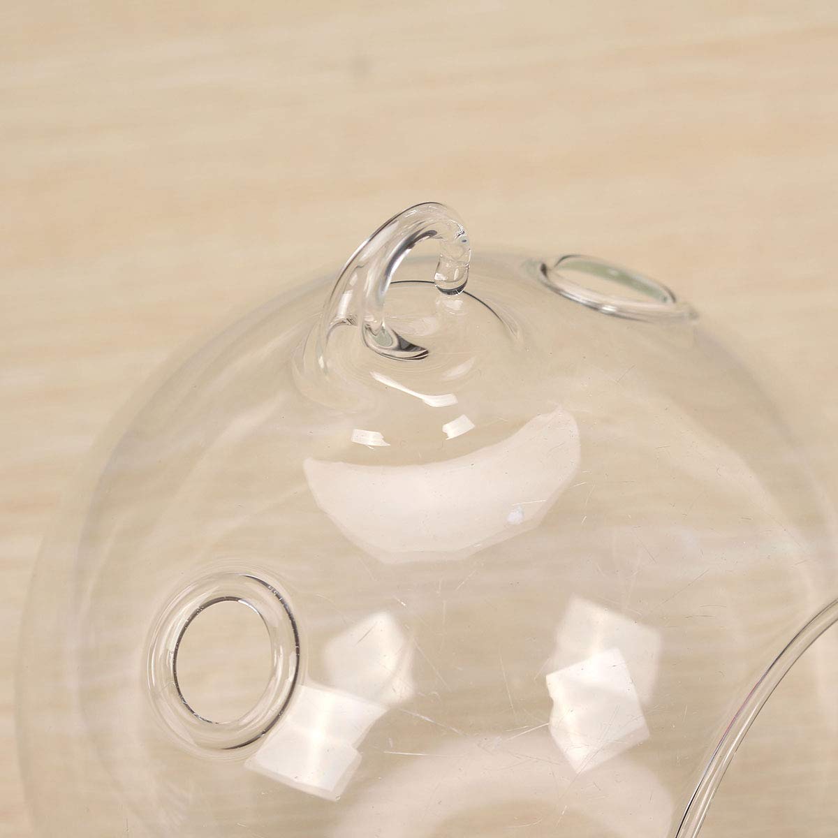 RanDal 6 sztuk okrągłych szklanych świeczek wiszących na świeczki typu tealight, świeczniki na świeczki typu tealight, na imprezę, do domu, dekoracja weselna, 10 cm