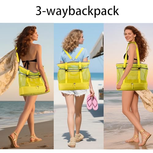 Mesh Beach Bag with Cooler Large Travel Family Vacation Essentials Pool Swimming Zipper Pocket Durable 9 Pockets2