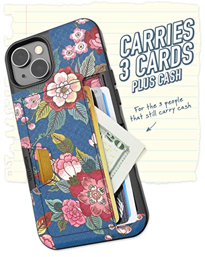 Image of Smartish iPhone 14 Wallet Case - Wallet Slayer Vol. 2 [Slim + Protective] Credit Card Holder w /Kickstand - Drop Tested Hidden Card Slot Cover Compatible w /Apple iPhone 14 - Flirty Flowers