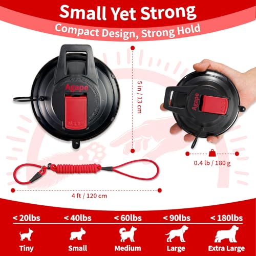 Image of Agape Heavy Duty Dog Bath Suction Cup with Grooming Restraint Leash | Powerful Reusable Pet Bath Holder and Tub Loop Anchor for Dog & Cat Shower, Trimming, Blowing and Grooming