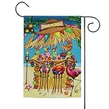 Toland Home Garden Tiki Beach Bar 12.5 x 18 Inch Decorative Tropical Summer Flamingo Crab Party Garden Flag