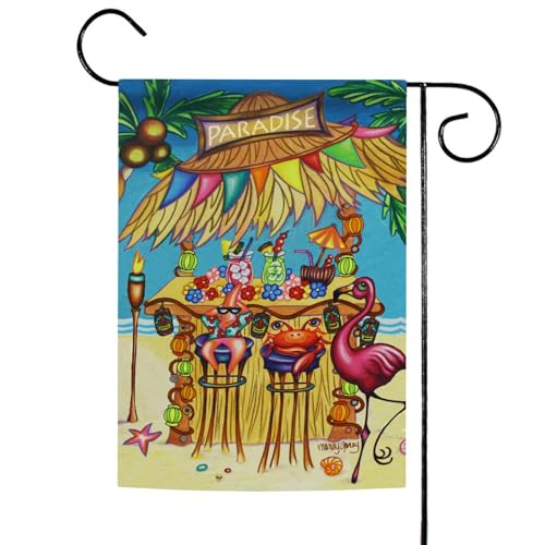 Toland Home Garden 1110202 Tiki Beach Bar summer Flag 12x18 Inch Double Sided summer Garden Flag for Outdoor House Beach Flag Yard Decoration