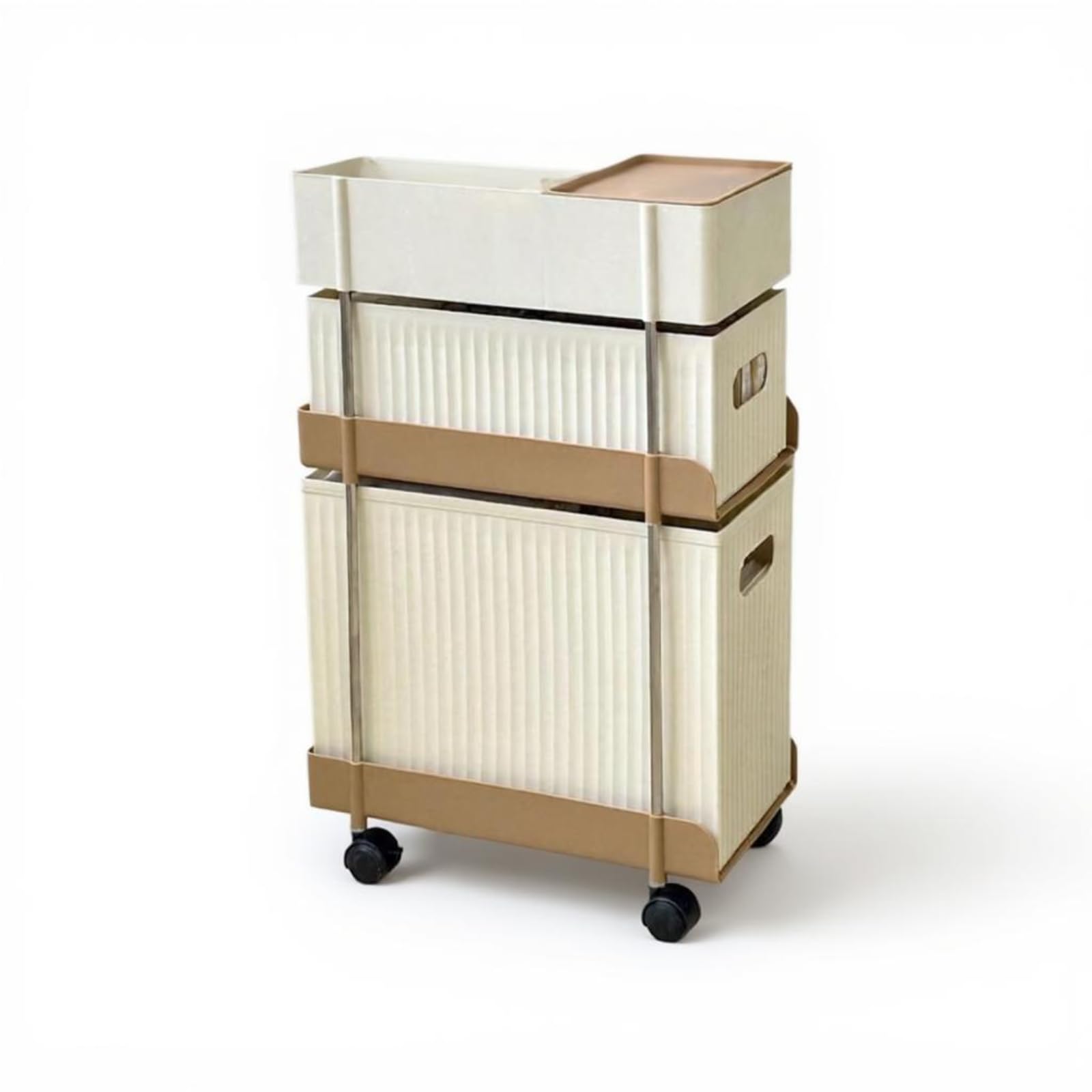Rolling Under Desk Storage Shelf, Wooden Storage Cart, Desk Side Organizer, Mobile Shelf 3 Tier-image-20