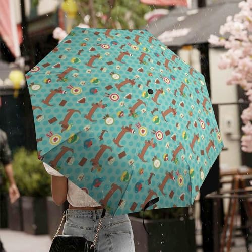 Parapluie pliable imperméable automatique solide motif teckel - 7