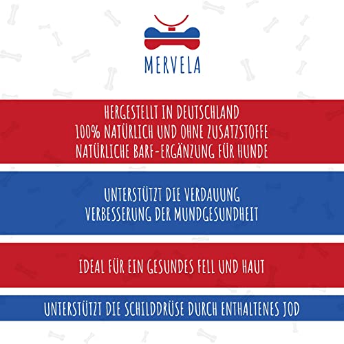 MERVELA Seealgenmehl Hunde | 500 Gramm | Mineralien Algen Hund | unterstützt Maul, Fell, Haut und Schilddrüse | optimales Barf Zusatz | Barf Pulver Futterzusatz | Barf Complete Nahrungsergänzung