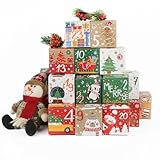 24pcs Boîtes de Calendrier de l'Avent de Noël à Faire Soi-Même, 24 Jours Boîtes de Compte à Rebours de Noël Vides avec Numéro Remplissez Votre Propre Boîte Cadeau Calendrier de l'Avent