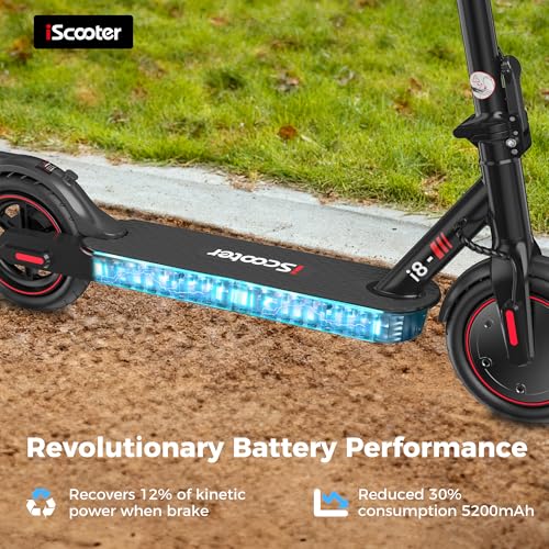 iScooter Electric Scooter, 350W Motor i8/i9 Electric Scooters Adult with Cuise Control, 20-30KM Range, 8.5Inch Tires, 3 Speed Mode, Double Braking System Fast E Scooter for Adults and Teens - Image 4