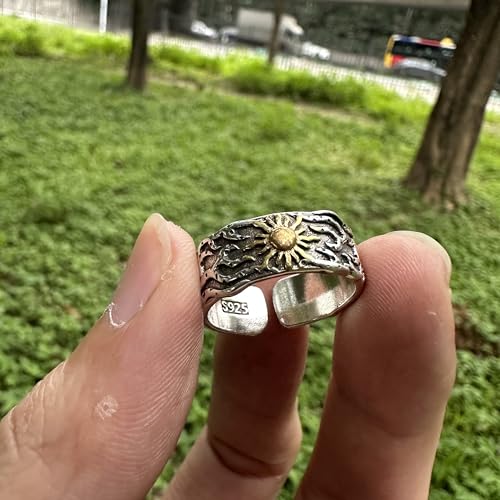 JWM Men's Rings Silver Plated Brass Ring for Men Women Adjustable Open Rings, Exquisite Packaging2