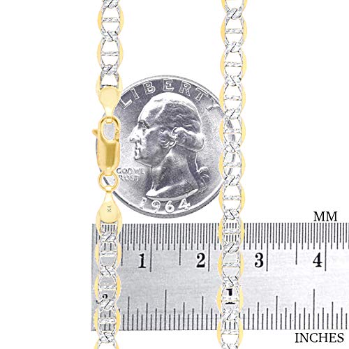 Nuragold 10k Real Yellow Gold Solid Mariner 5mm Anchor Chain Pave Diamond Cut Necklace (16"-30") Two Tone Italian Jewelry for Men & Women4