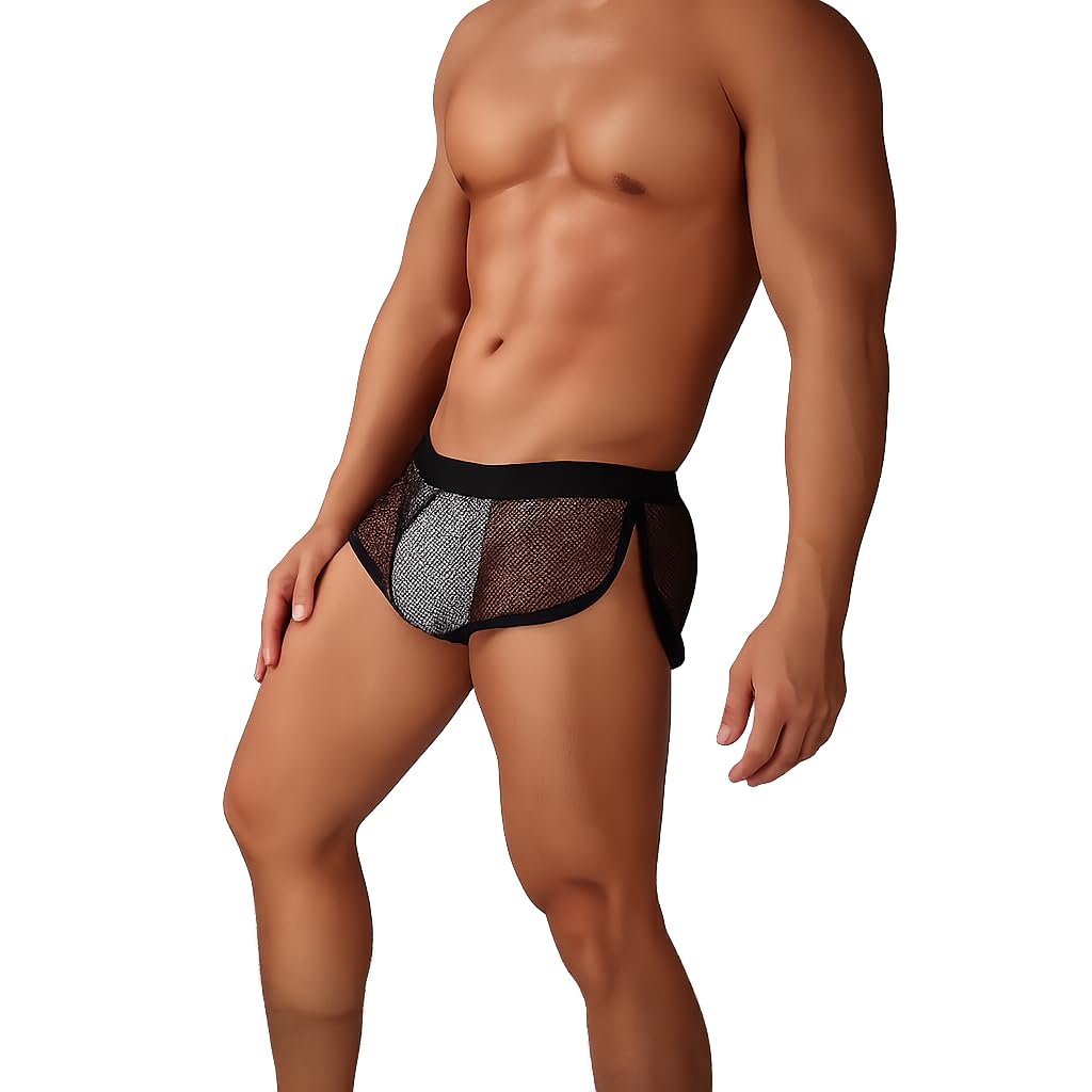 panteazy Men’s Sheer Mesh Underwear Brief Menswear (in, Alpha, M, Black)-picture-19