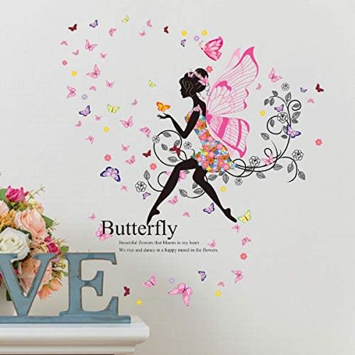 SWORNA Nature Series SN-72 Flower Butterfly Girl Bicycle Vinyl Removable DIY Wall Art Sticker Decor Decal - Window Door Home Living Room Kids Nursery Kindergarten Bedroom Playroom Hallway 51"H X 55"W