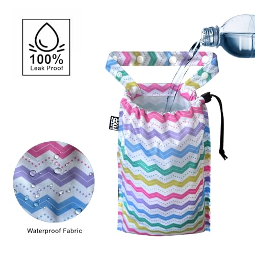 Image of Cute Hanging Car Trash Garbage Bag 100% Leakproof Waterproof Multipurpose for Car Back Front Seat Console with Hanging Strap (Colorful Ripple)