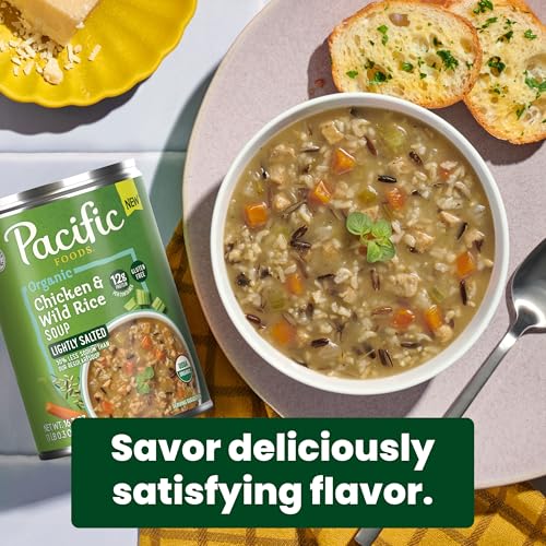 Image of Pacific Foods Organic Lightly Salted Chicken & Wild Rice Soup, 16.3 oz (6 Pack)