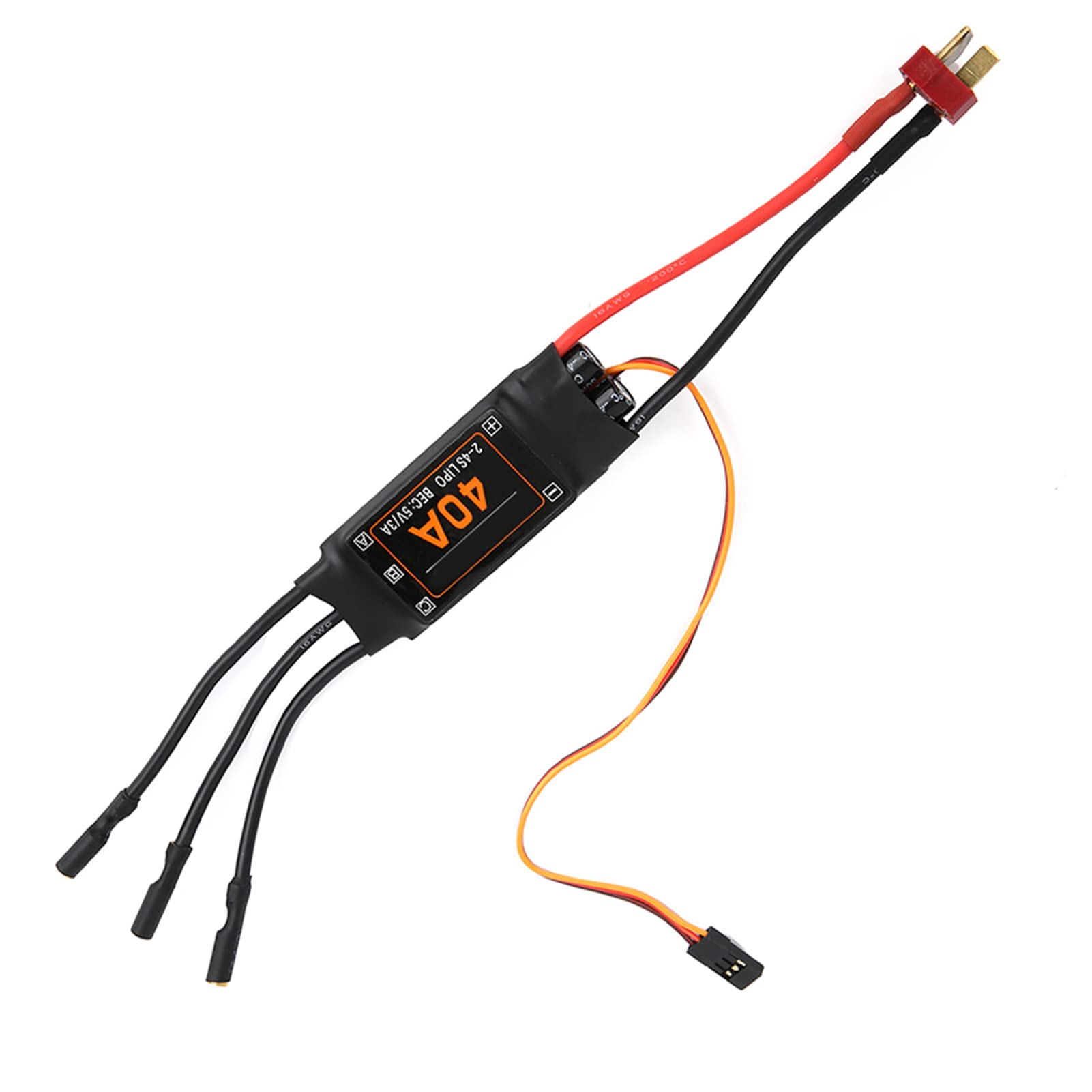 Alomejor RC Electronic Speed Controller, 40A Brushless ESC for RC Drone Helicopter FPV Parts with Safety (Black)