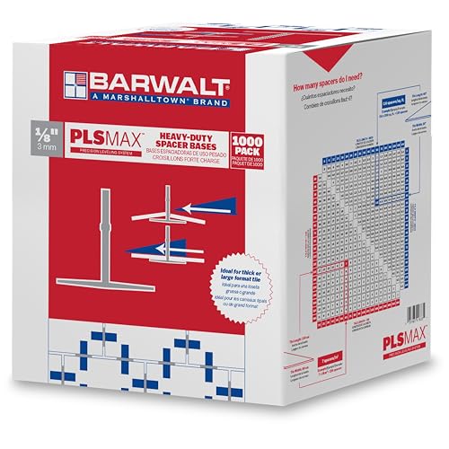 BARWALT PLS MAX 1/8 Inch Tile Leveling System, Tile Spacer Bases, 1000 Pack, 3PLSMAX1000