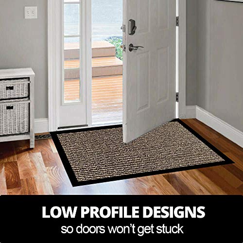 Image of Doormat Dirt Trapper For Indoor & Outdoor Black Grey Washable Barrier Mat Heavy Duty Non - Slip Door Entrance Mat Kitchen Runner Super Absorbent Door Mat Indoor (Beige, 40 x 60 cm)
