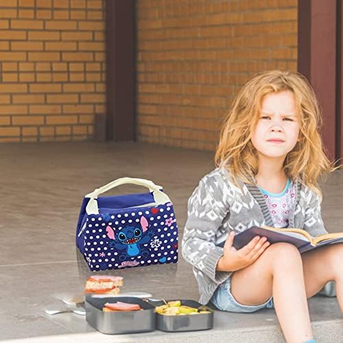 Stitch Lunch Bag,Wopin Cartoon Insulation Bag,Insulated Food Container Thermal Lunch Tote Bags,Reusable Food & Drink Thermal Cool Bag for School Nursery Snacks Picnic