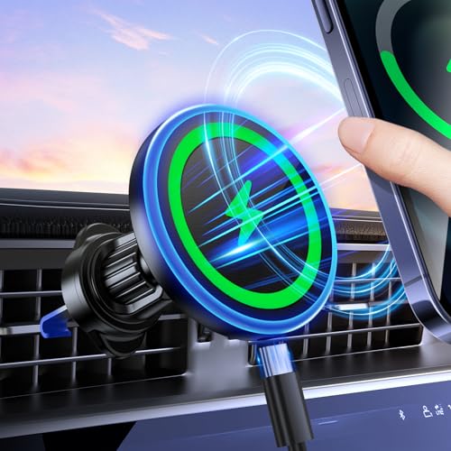 MagSafe Car Mount Charger, 3 in 1 [LED RGB HandsFree] Wireless Ca...