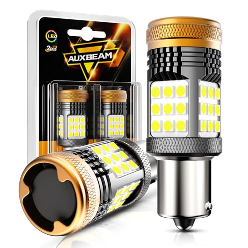 Auxbeam B21 Series 1156 LED Bulbs White Built in Resistor Error Free Anti Hyper Flash 7506 P21W 1003 1141 BA15S Bulb 600% Super Bright Backup Reverse Light Turn Signal Lights