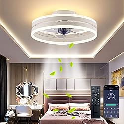Ventilador Techo Pai Pai Ventilador de techo silencioso con iluminación Lámpara colgante regulable de 50W con control remoto y aplicación Luz de 6 velocidades con ventilador Dormitorio Sala de estar Luz (Blanco, 40cm)