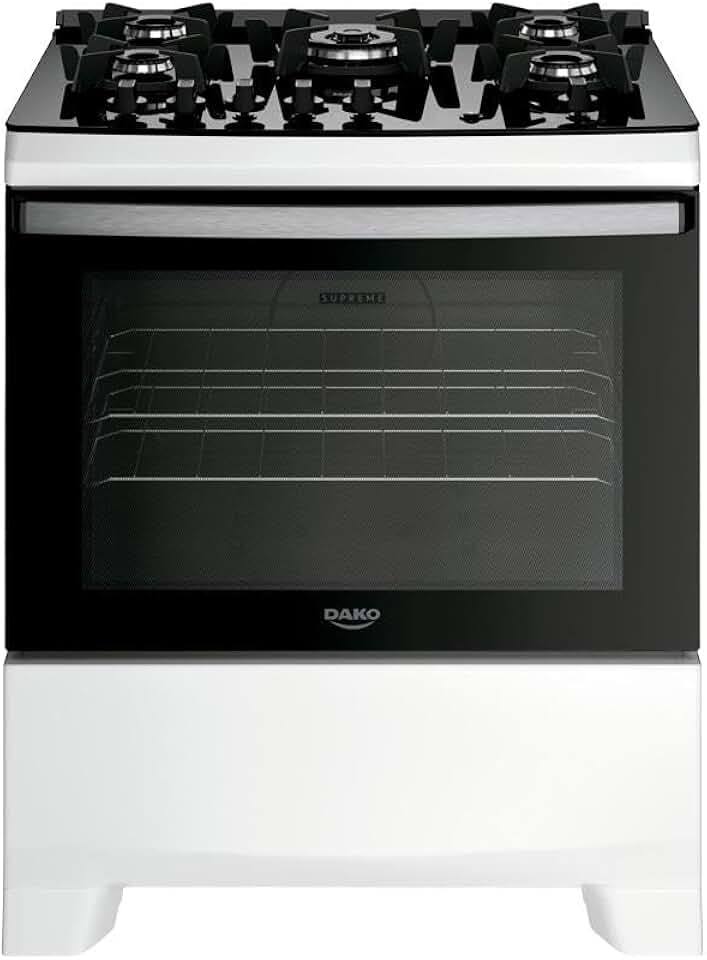 Fogão 5 Bocas Dako Supreme Glass Mesa De Vidro Branco Bivolt
